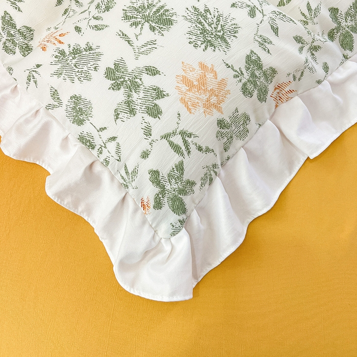 91家纺网 家纺一手货源 找家纺 澳梵 2023新款【怦然心动】系列-水洗棉麻双层纱四件套 绿影