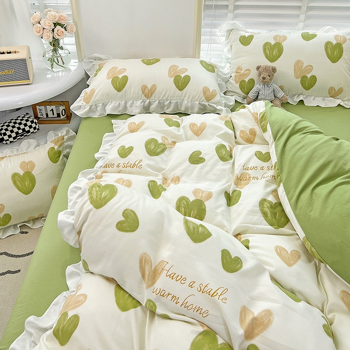 91家纺网 家纺一手货源 找家纺 澳梵 2023新款【怦然心动】系列-水洗棉麻双层纱四件套 怦然心动