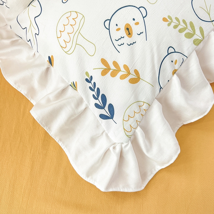 91家纺网 家纺一手货源 找家纺 澳梵 2023新款【怦然心动】系列-水洗棉麻双层纱四件套 萌萌熊