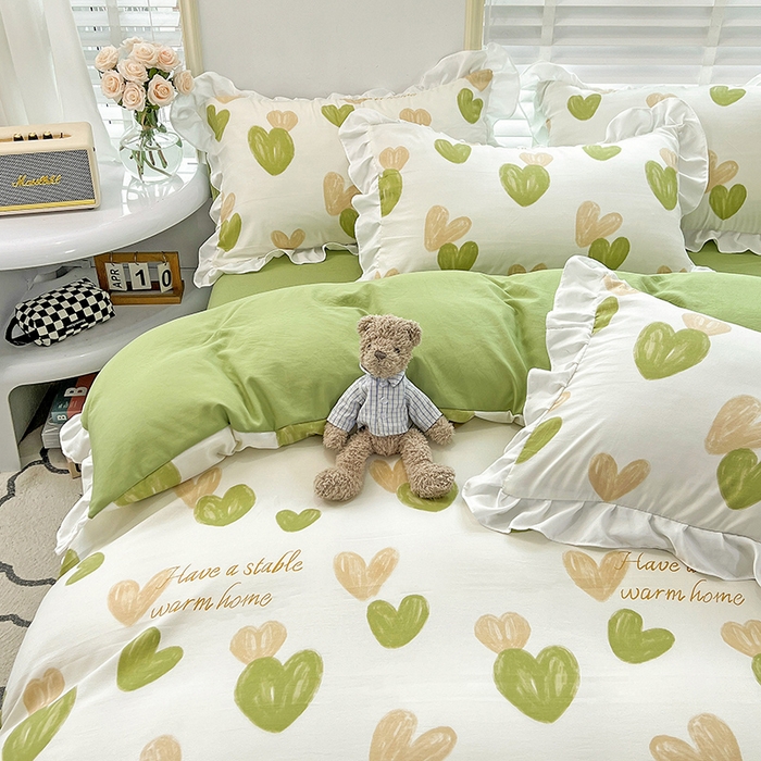 91家纺网 家纺一手货源 找家纺 澳梵 2023新款【怦然心动】系列-水洗棉麻双层纱四件套 怦然心动