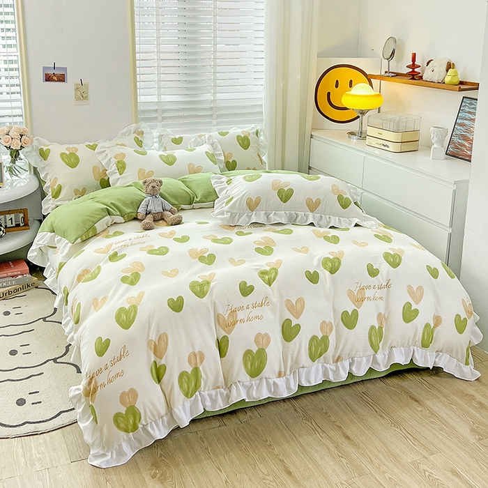 91家纺网 家纺一手货源 找家纺 澳梵 2023新款【怦然心动】系列-水洗棉麻双层纱四件套 怦然心动