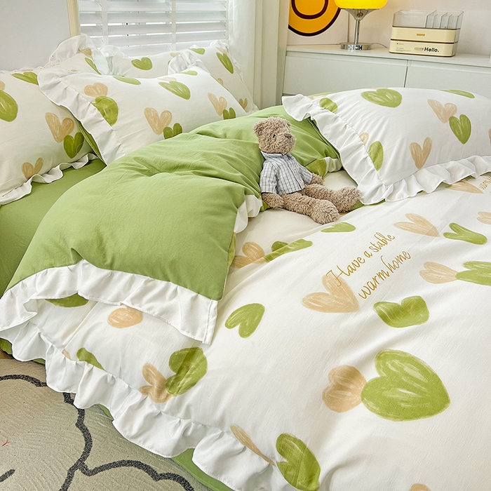 91家纺网 家纺一手货源 找家纺 澳梵 2023新款【怦然心动】系列-水洗棉麻双层纱四件套 怦然心动