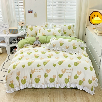 澳梵 2023新款【怦然心动】系列-水洗棉麻双层纱四件套 怦然心动