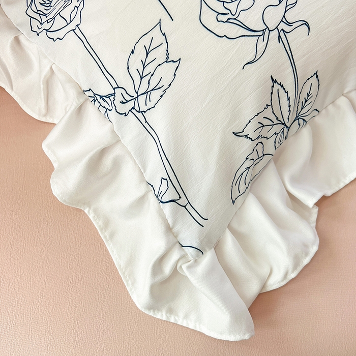 91家纺网 家纺一手货源 找家纺 澳梵 2023新款【怦然心动】系列-水洗棉麻双层纱四件套 情书