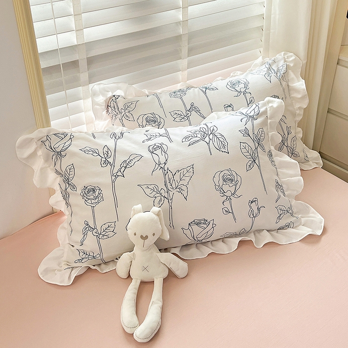 91家纺网 家纺一手货源 找家纺 澳梵 2023新款【怦然心动】系列-水洗棉麻双层纱四件套 情书