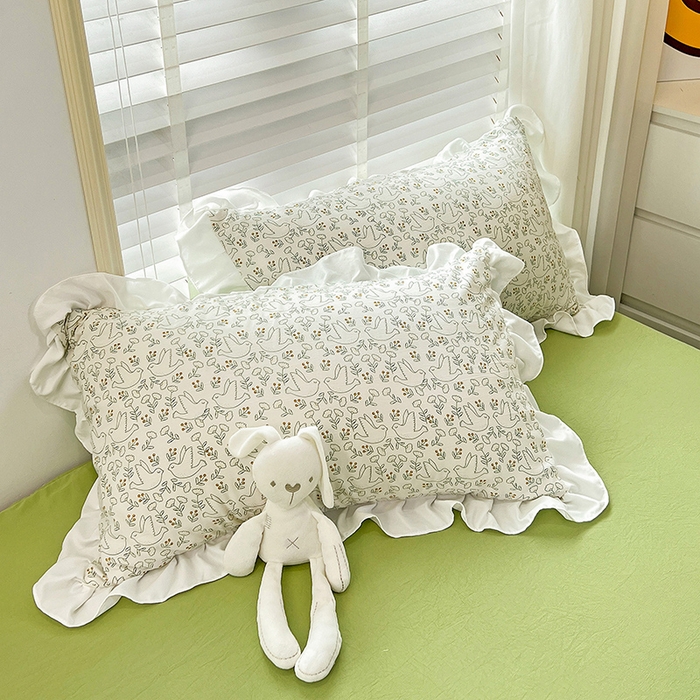 91家纺网 家纺一手货源 找家纺 澳梵 2023新款【怦然心动】系列-水洗棉麻双层纱四件套 小情歌