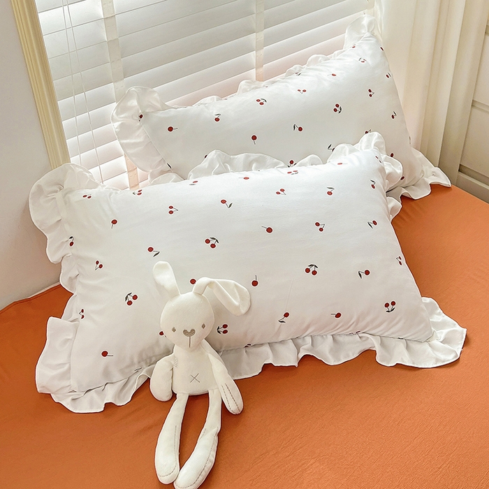 91家纺网 家纺一手货源 找家纺 澳梵 2023新款【怦然心动】系列-水洗棉麻双层纱四件套 小樱桃