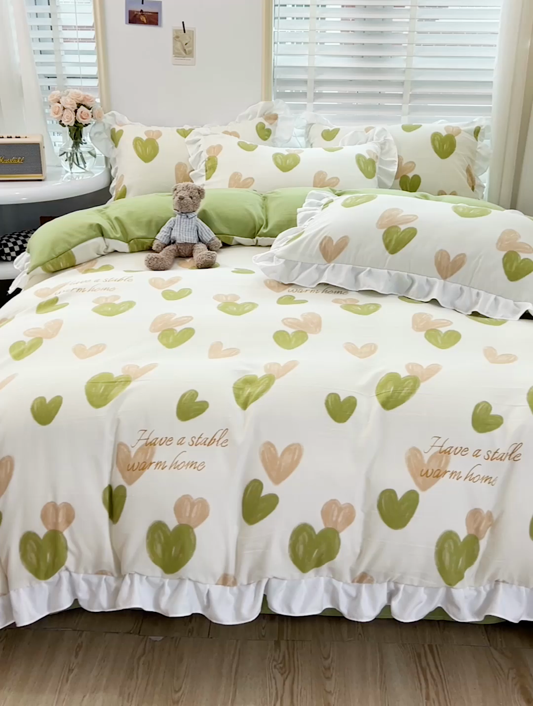 91家纺网 家纺一手货源 找家纺 澳梵 2023新款【怦然心动】系列-水洗棉麻双层纱四件套 怦然心动