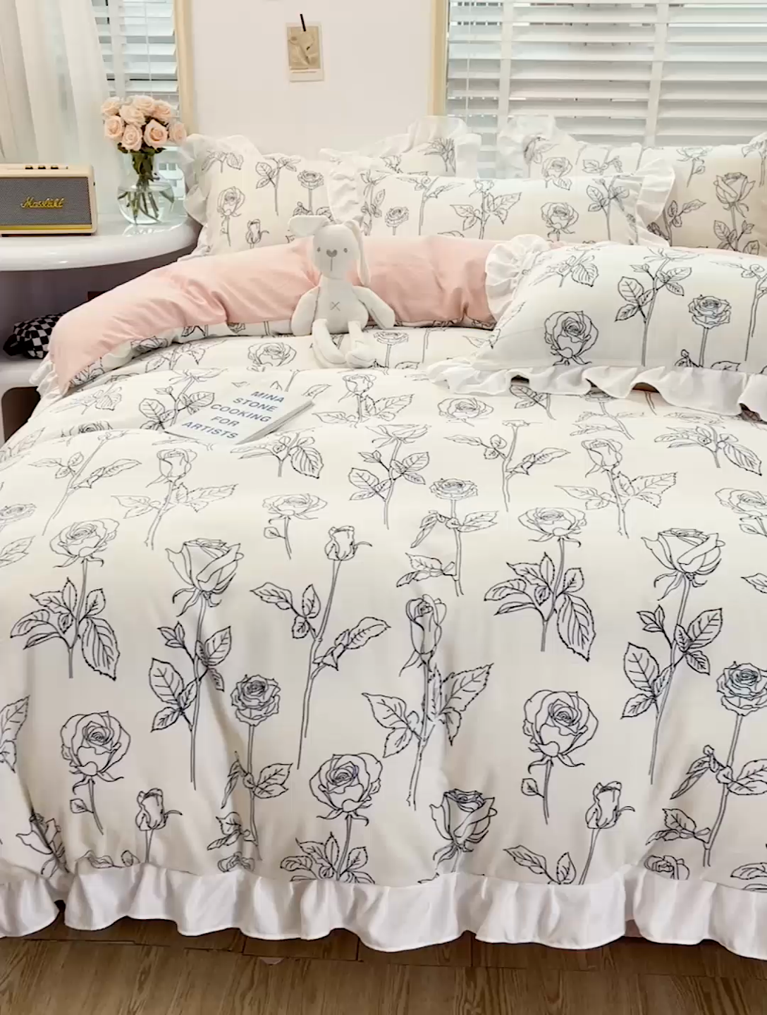 91家纺网 家纺一手货源 找家纺 澳梵 2023新款【怦然心动】系列-水洗棉麻双层纱四件套 情书