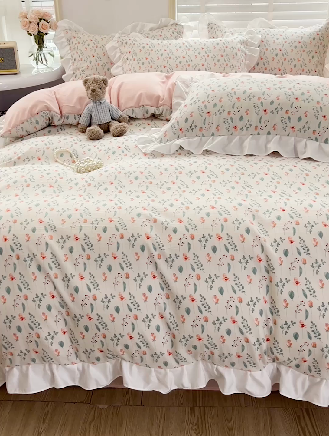 91家纺网 家纺一手货源 找家纺 澳梵 2023新款【怦然心动】系列-水洗棉麻双层纱四件套 爱丽丝