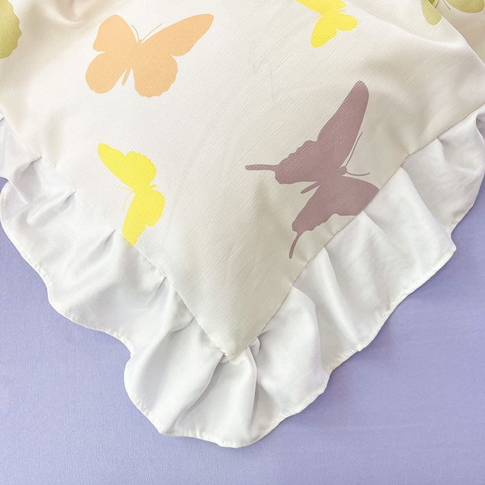 91家纺网 家纺一手货源 找家纺 澳梵 2023新款【怦然心动】系列-水洗棉麻双层纱四件套 蝴蝶