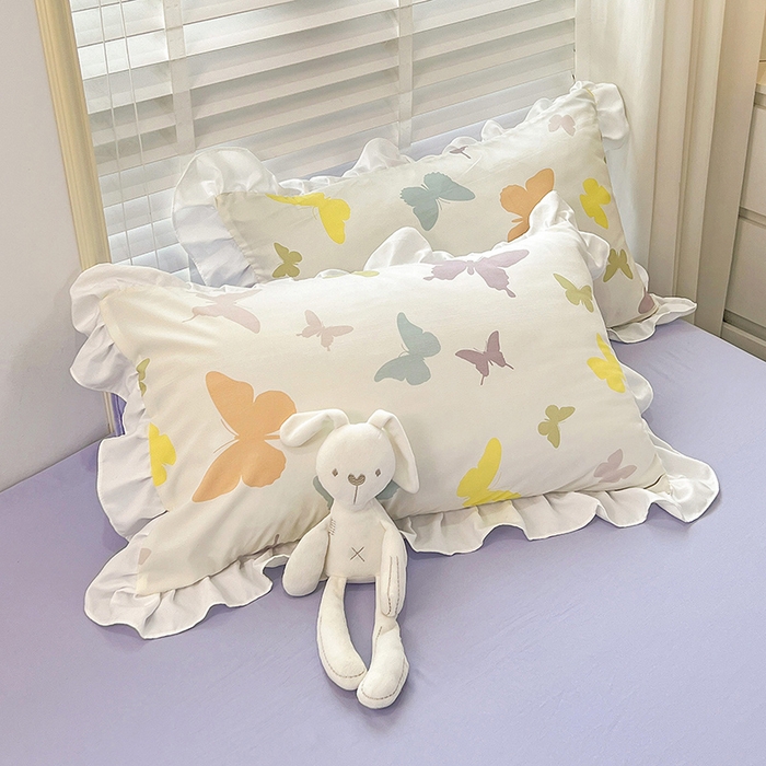 91家纺网 家纺一手货源 找家纺 澳梵 2023新款【怦然心动】系列-水洗棉麻双层纱四件套 蝴蝶