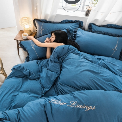 （总）苏木年华2023新款水洗棉蕾丝刺绣四件套