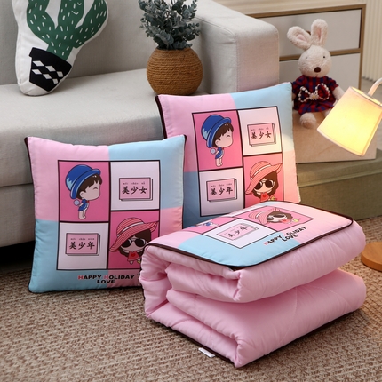 91家纺网 家纺一手货源 找家纺 金纳抱枕被 2023新款印花抱枕被 美少女 