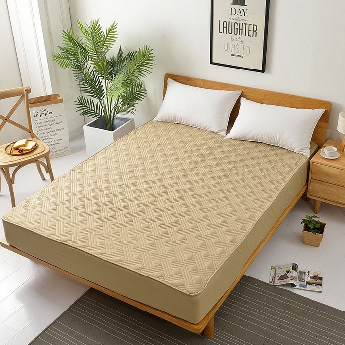 91家纺网 家纺一手货源 找家纺 苏木年华2023新款全棉13372夹棉床笠席梦思保护套 咖色