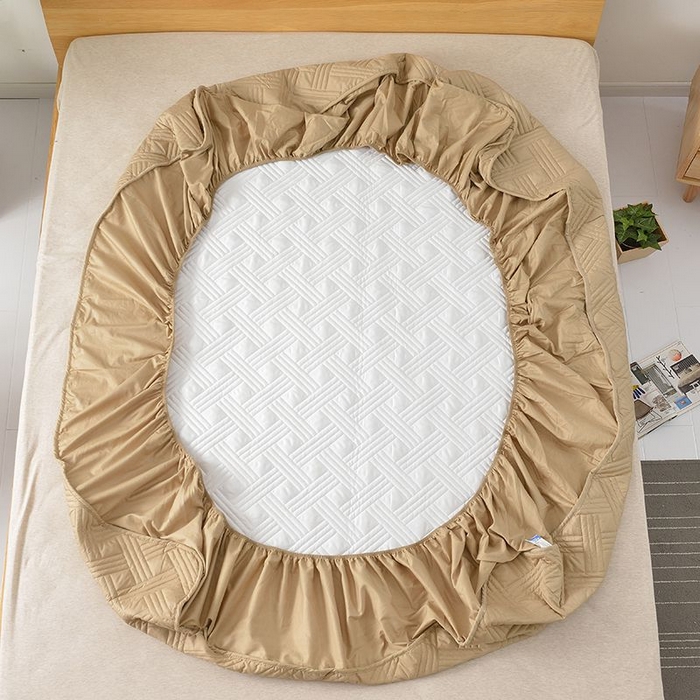 91家纺网 家纺一手货源 找家纺 苏木年华2023新款全棉13372夹棉床笠席梦思保护套 咖色