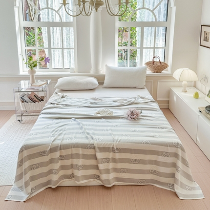 91家纺网 家纺一手货源 找家纺 （总）麻依 2023竹纤维单层毛巾被盖毯夏凉被冷感毯竹纤维床单-场景二