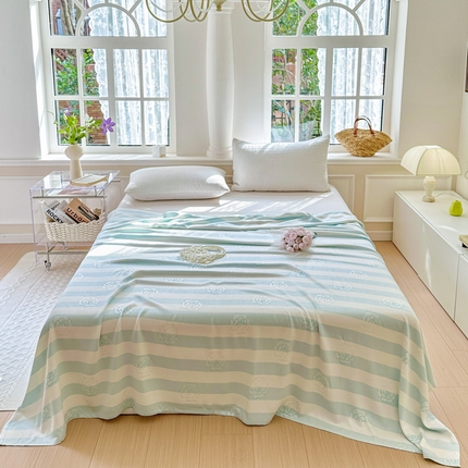 91家纺网 家纺一手货源 找家纺 （总）麻依 2023竹纤维单层毛巾被盖毯夏凉被冷感毯竹纤维床单-场景二