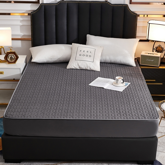 91家纺网 家纺一手货源 找家纺 苏木年华2023新款抗菌加厚防水隔尿夹棉床笠 暗域黑