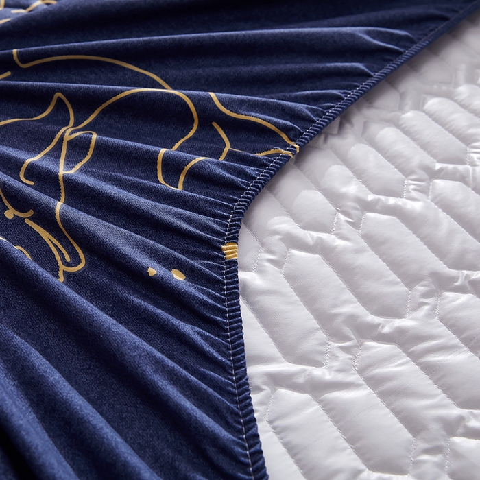 91家纺网 家纺一手货源 找家纺 苏木年华2023新款抗菌加厚防水隔尿夹棉床笠 海豚乐园