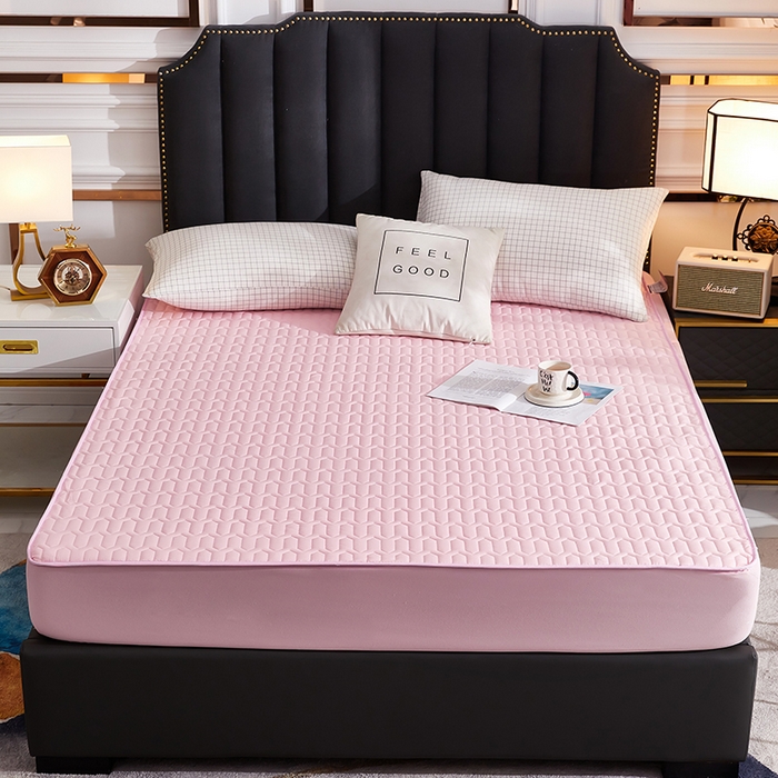 91家纺网 家纺一手货源 找家纺 苏木年华2023新款抗菌加厚防水隔尿夹棉床笠 粉玉