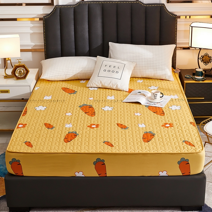 91家纺网 家纺一手货源 找家纺 苏木年华2023新款抗菌加厚防水隔尿夹棉床笠 快乐萝卜