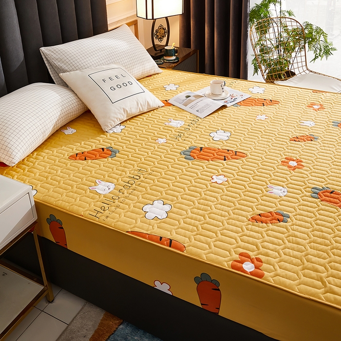 91家纺网 家纺一手货源 找家纺 苏木年华2023新款抗菌加厚防水隔尿夹棉床笠 快乐萝卜