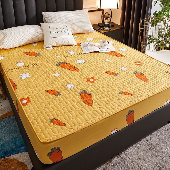 91家纺网 家纺一手货源 找家纺 苏木年华2023新款抗菌加厚防水隔尿夹棉床笠 快乐萝卜