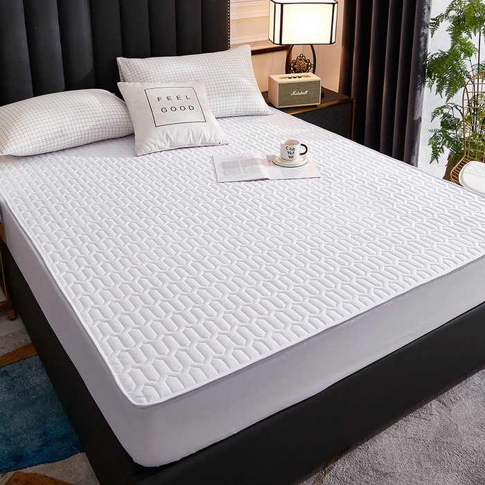 91家纺网 家纺一手货源 找家纺 苏木年华2023新款抗菌加厚防水隔尿夹棉床笠 牛奶白