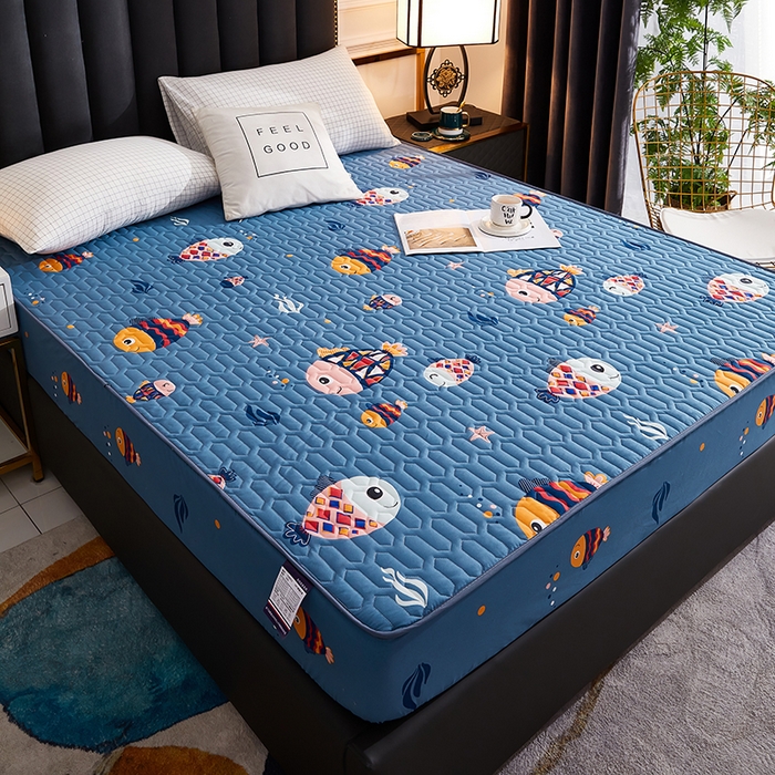 91家纺网 家纺一手货源 找家纺 苏木年华2023新款抗菌加厚防水隔尿夹棉床笠 自由鱼