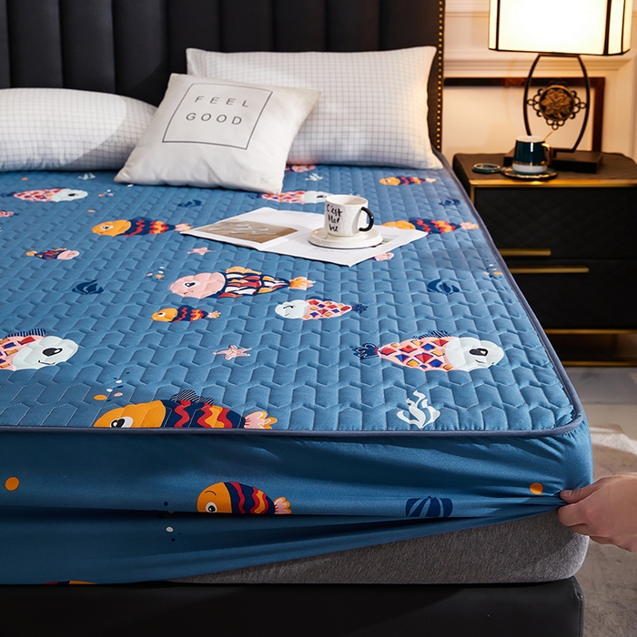 91家纺网 家纺一手货源 找家纺 苏木年华2023新款抗菌加厚防水隔尿夹棉床笠 自由鱼