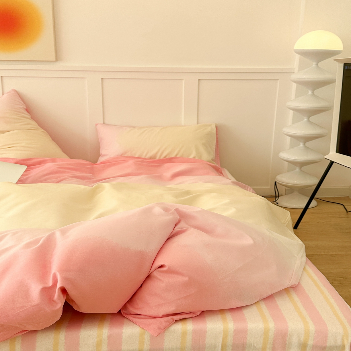 91家纺网 家纺一手货源 找家纺 (总)昔可家纺2023新款全棉ins渐变风简约四件套