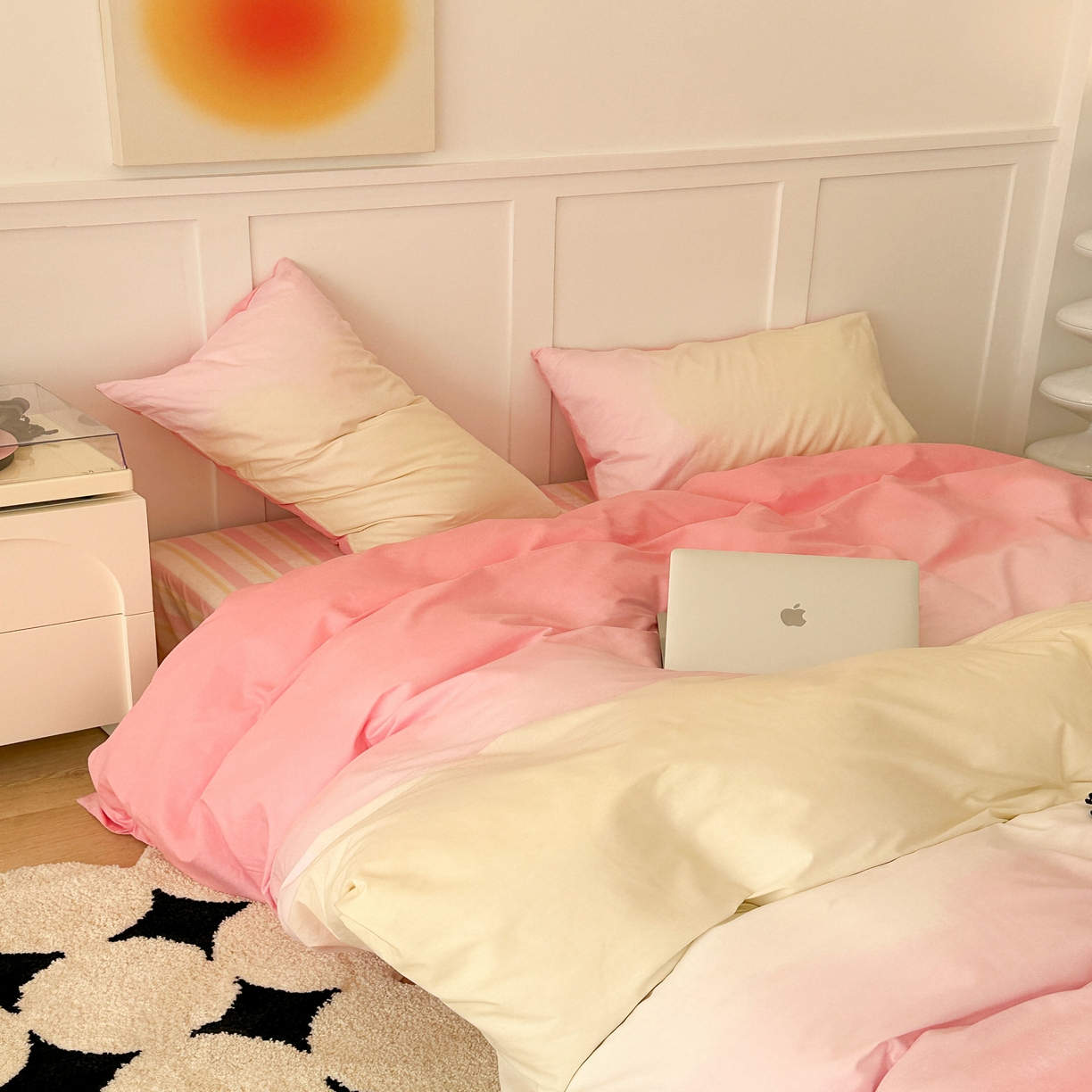 91家纺网 家纺一手货源 找家纺 (总)昔可家纺2023新款全棉ins渐变风简约四件套