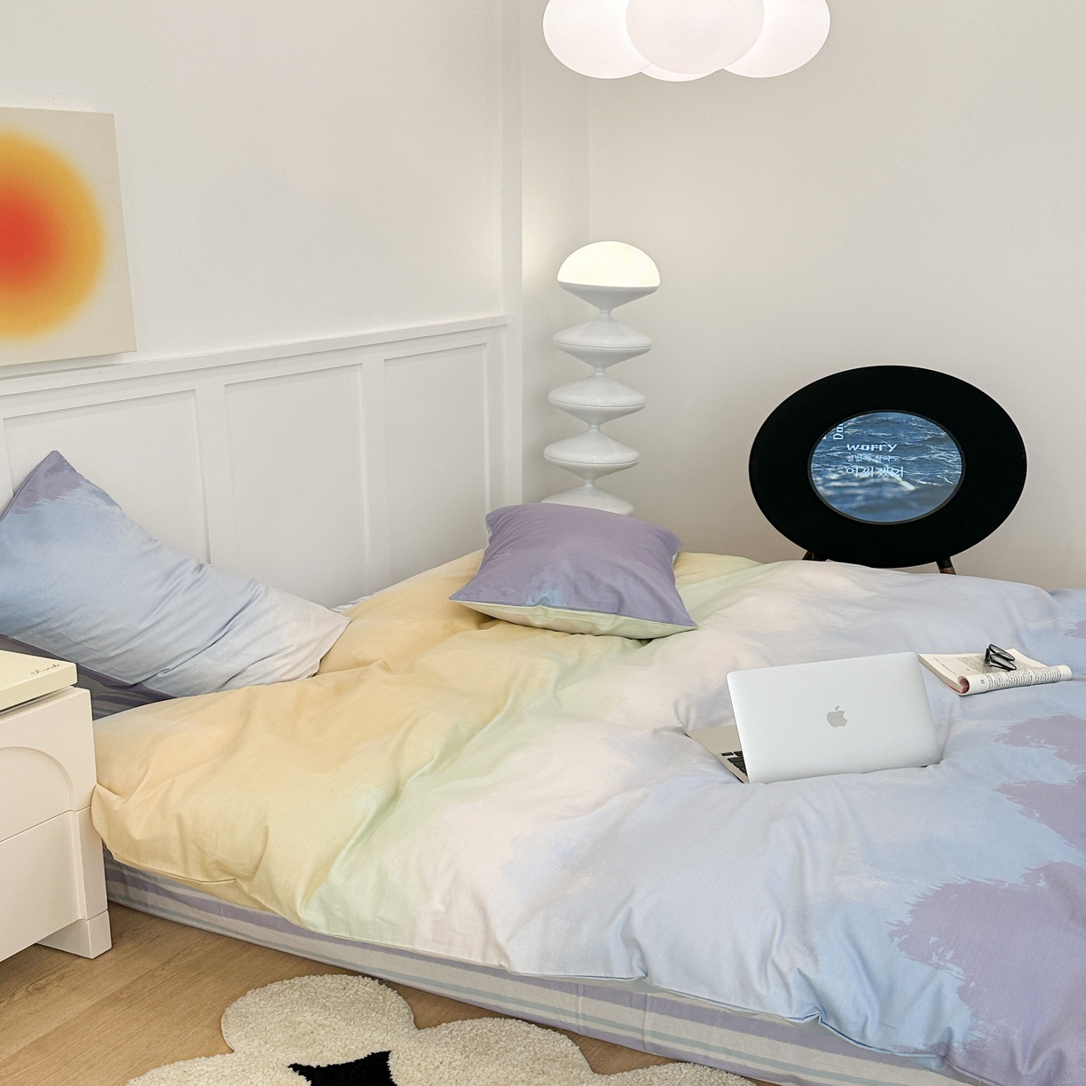 91家纺网 家纺一手货源 找家纺 昔可家纺2023新款全棉ins渐变风简约四件套 渐变紫调