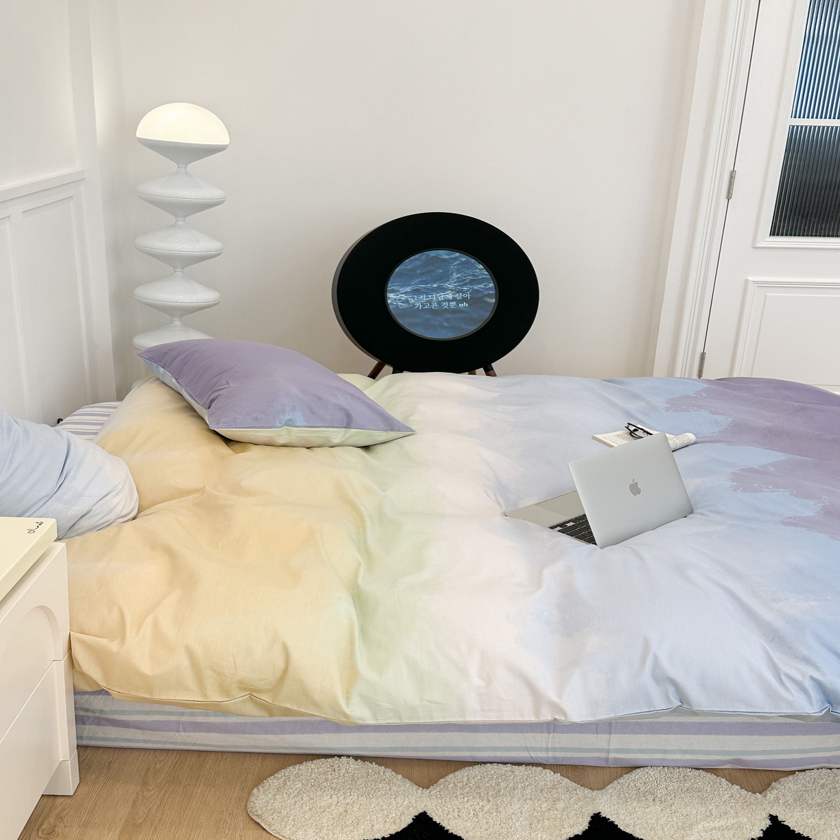 91家纺网 家纺一手货源 找家纺 昔可家纺2023新款全棉ins渐变风简约四件套 渐变紫调