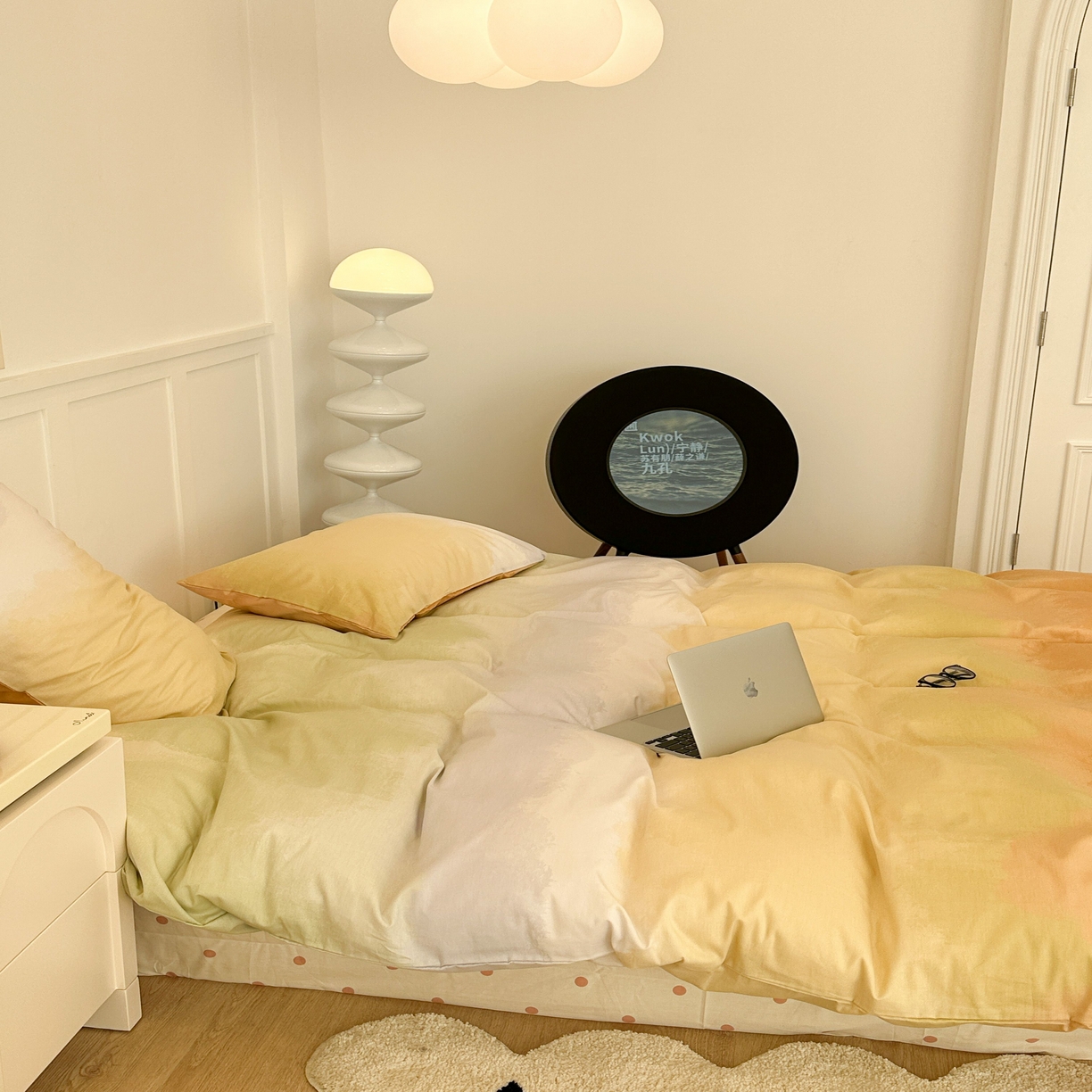 91家纺网 家纺一手货源 找家纺 昔可家纺2023新款全棉ins渐变风简约四件套 落日橘调