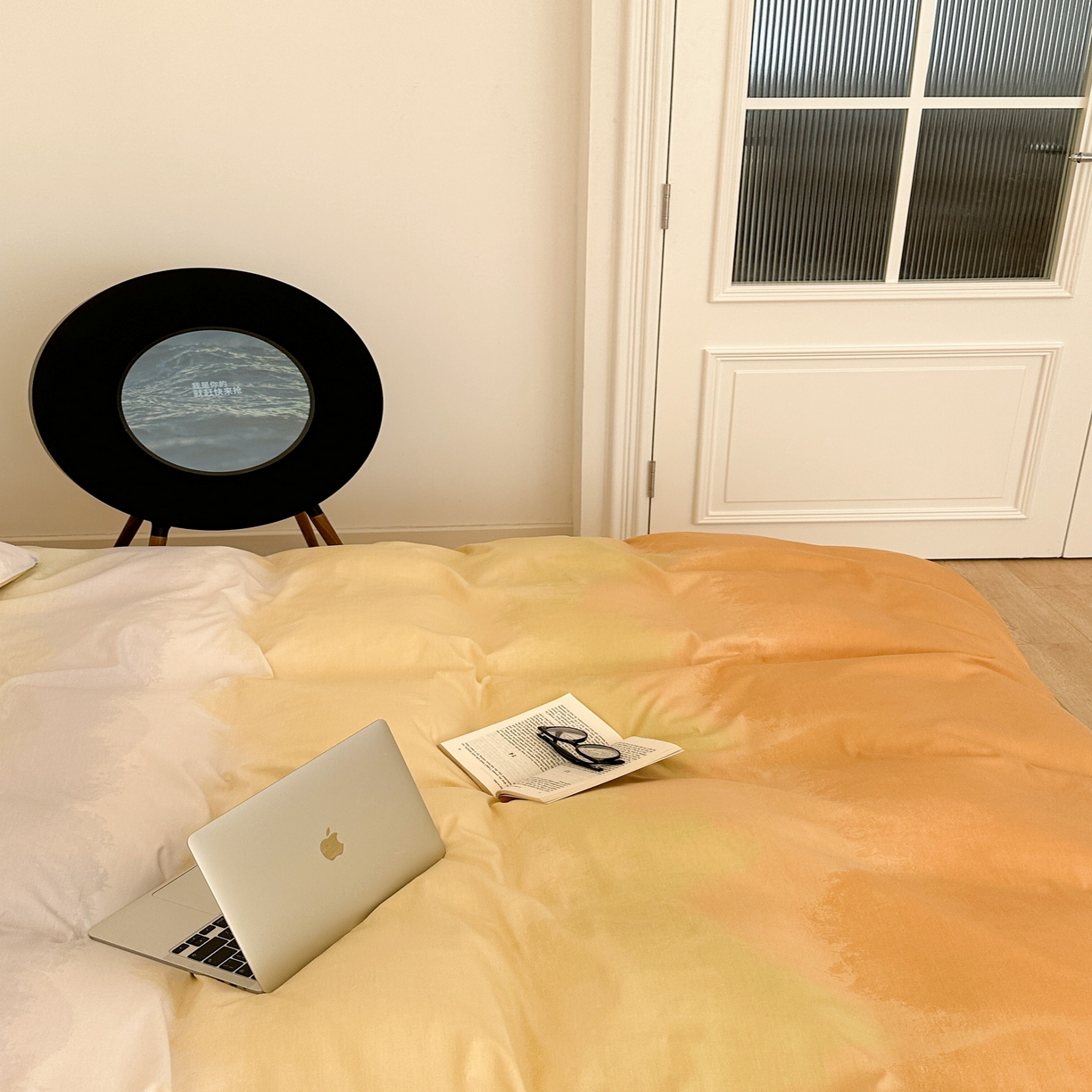 91家纺网 家纺一手货源 找家纺 昔可家纺2023新款全棉ins渐变风简约四件套 落日橘调