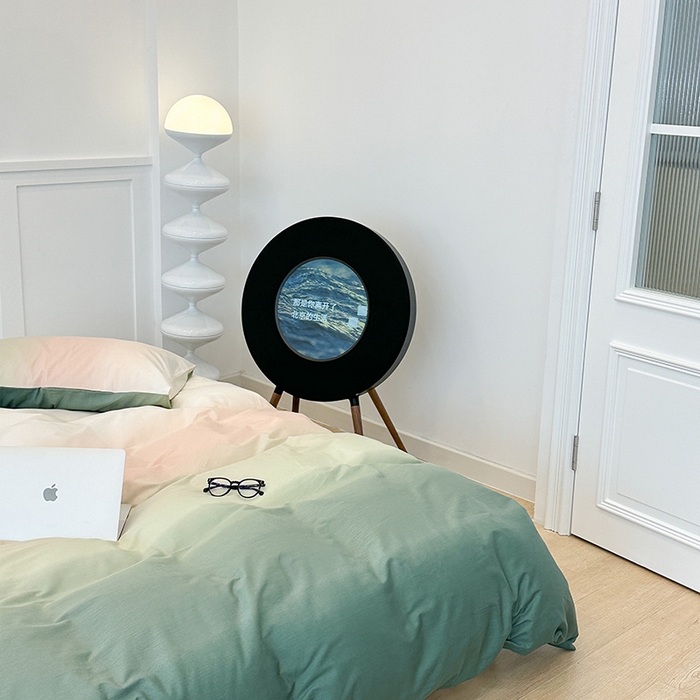 91家纺网 家纺一手货源 找家纺 昔可家纺2023新款全棉ins渐变风简约四件套 松石粉绿