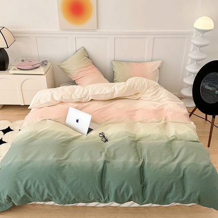 91家纺网 家纺一手货源 找家纺 (总)昔可家纺2023新款全棉ins渐变风简约四件套