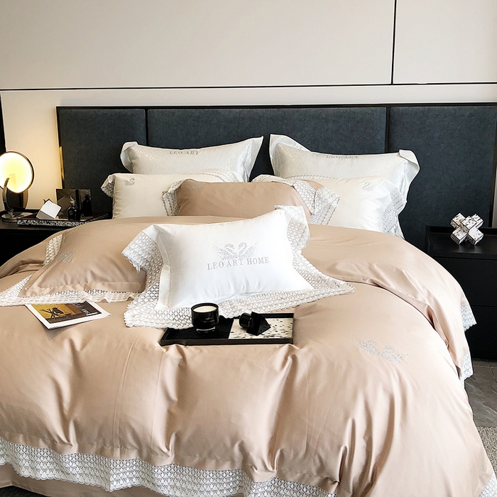 91家纺网 家纺一手货源 找家纺 涞澳 2023新款140支全棉四件套--维多利亚系列 维多利亚-香槟