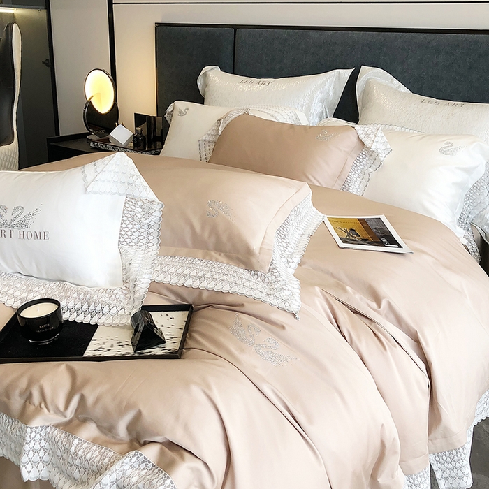 91家纺网 家纺一手货源 找家纺 涞澳 2023新款140支全棉四件套--维多利亚系列 维多利亚-香槟