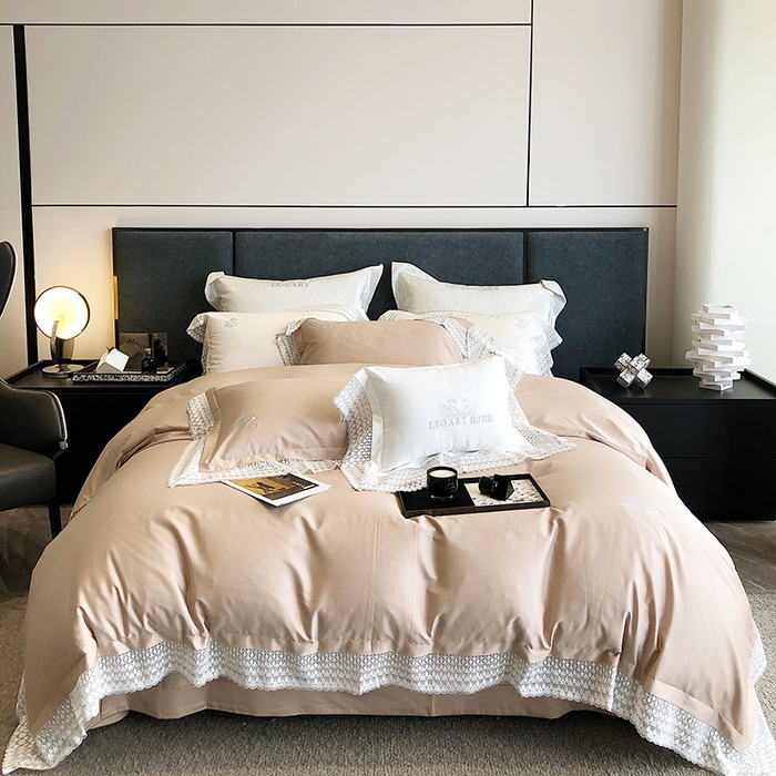 91家纺网 家纺一手货源 找家纺 涞澳 2023新款140支全棉四件套--维多利亚系列 维多利亚-香槟