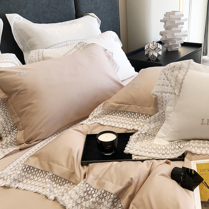 91家纺网 家纺一手货源 找家纺 涞澳 2023新款140支全棉四件套--维多利亚系列 维多利亚-香槟