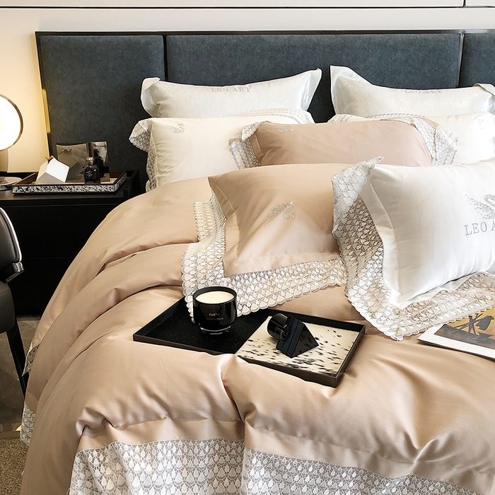 91家纺网 家纺一手货源 找家纺 涞澳 2023新款140支全棉四件套--维多利亚系列 维多利亚-香槟