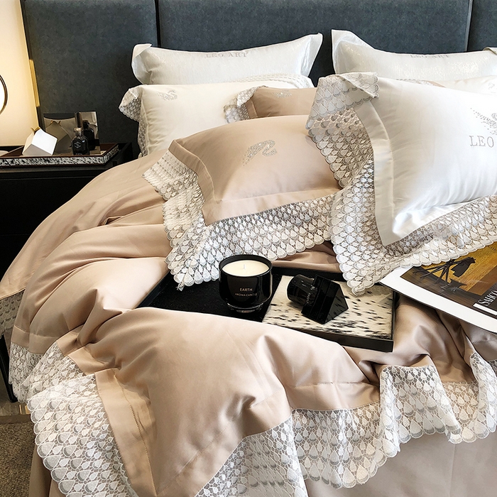 91家纺网 家纺一手货源 找家纺 涞澳 2023新款140支全棉四件套--维多利亚系列 维多利亚-香槟