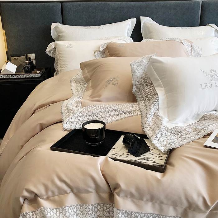 91家纺网 家纺一手货源 找家纺 涞澳 2023新款140支全棉四件套--维多利亚系列 维多利亚-香槟