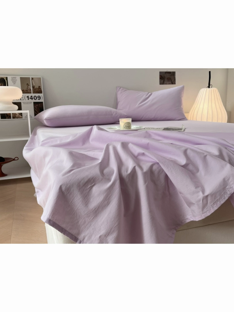 91家纺网 家纺一手货源 找家纺 芙蒂亚 2023新款单品床单-A类色织水洗棉 香芋紫CD