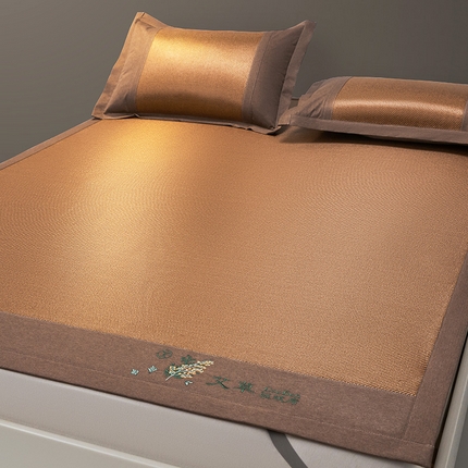 91家纺网 家纺一手货源 找家纺 （总）卡初家居 2023新款刺绣冰藤艾草席凉席