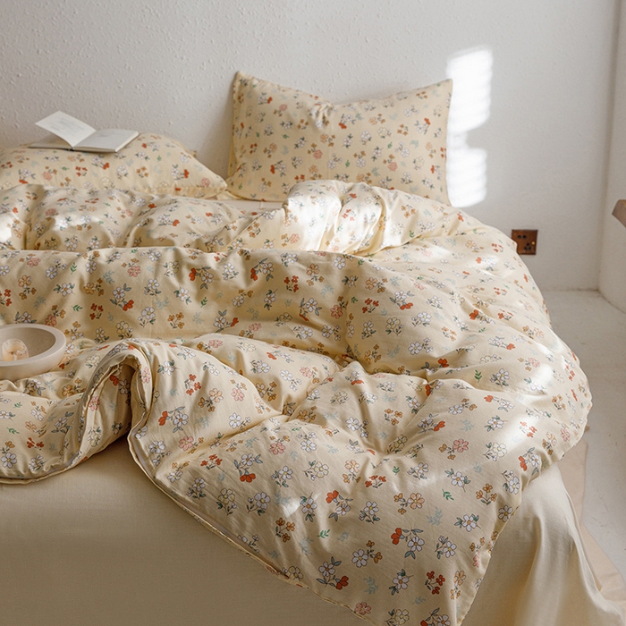 91家纺网 家纺一手货源 找家纺 窝米 2023新款全棉A类双层纱系列四件套 花蜜