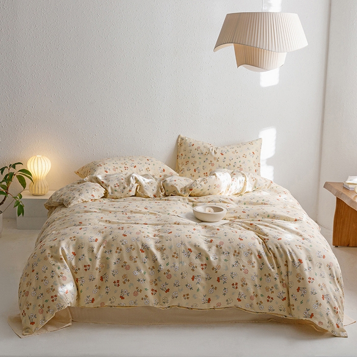 91家纺网 家纺一手货源 找家纺 窝米 2023新款全棉A类双层纱系列四件套 花蜜